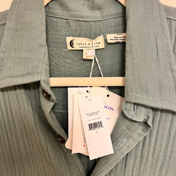 NWT - Lotus and Luna: Boyfriend Button Up Shirt  - Sage - Picture 9 of 9